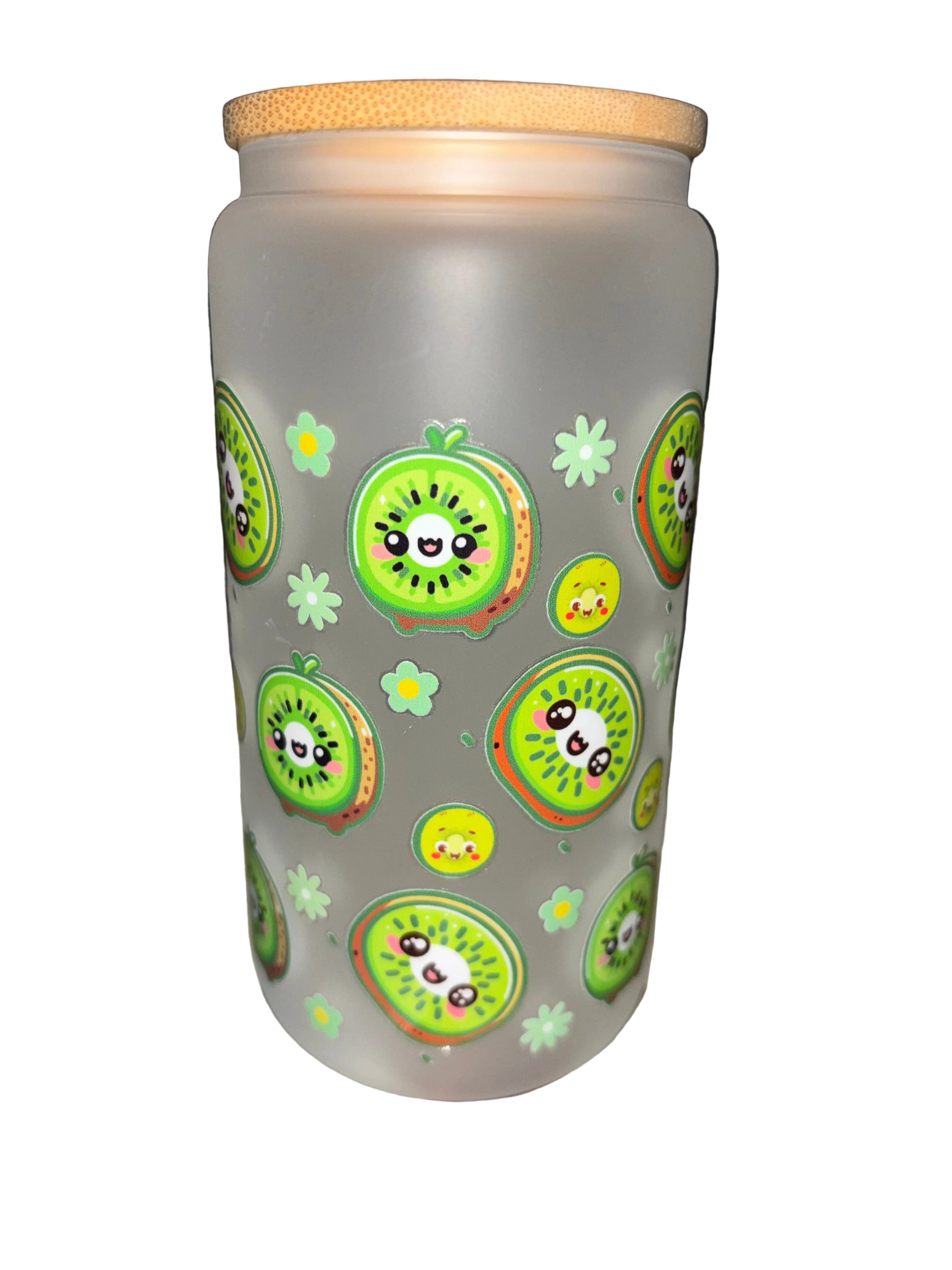 Kiwis Spring Time 16 oz frosted glass hand wash only