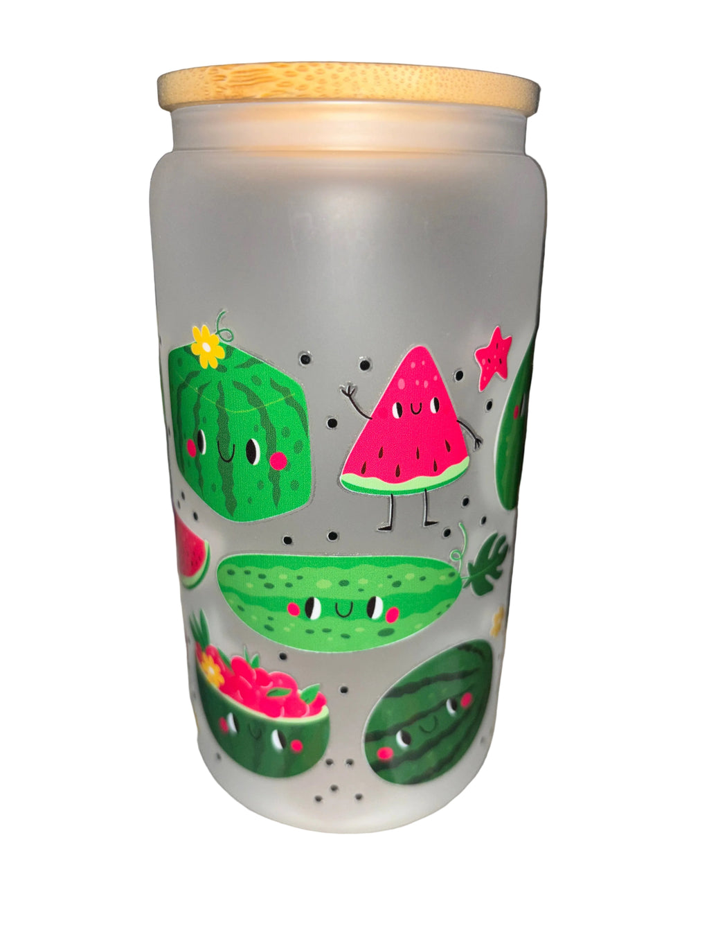 Watermelon Spring time 16 oz frosted glass hand wash only