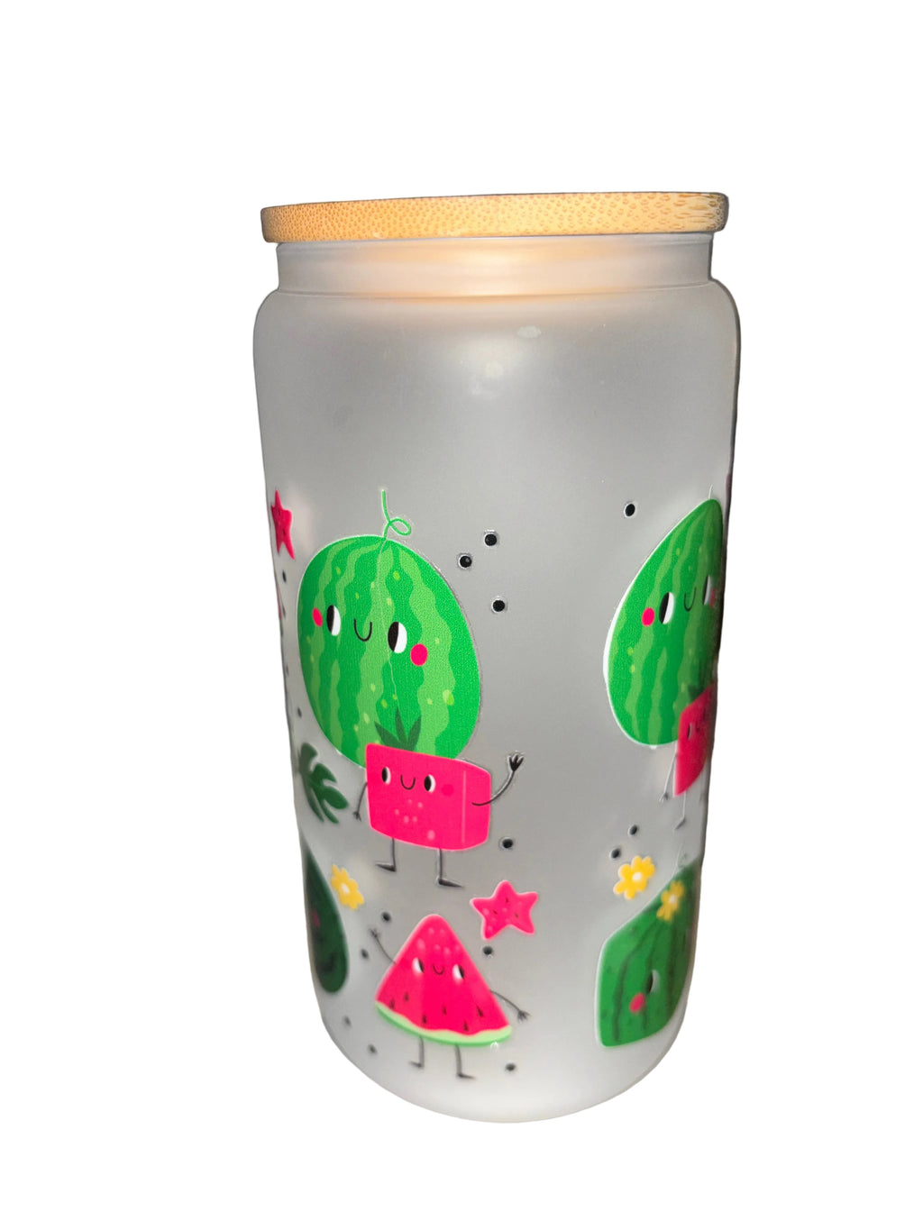Watermelon Spring time 16 oz frosted glass hand wash only