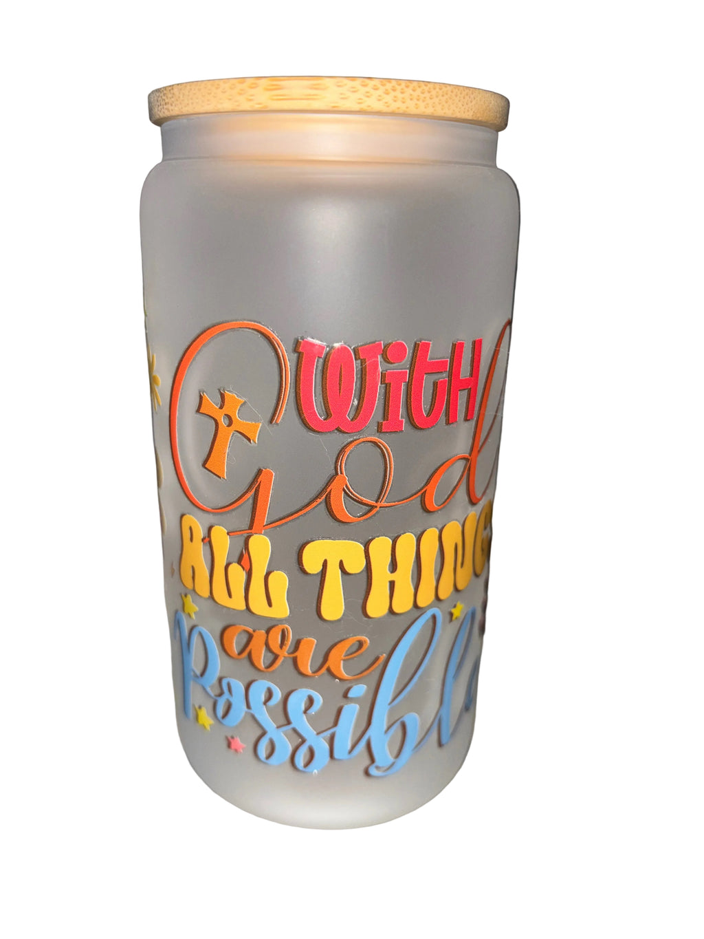 With God 16 oz. frosted glass hand wash only
