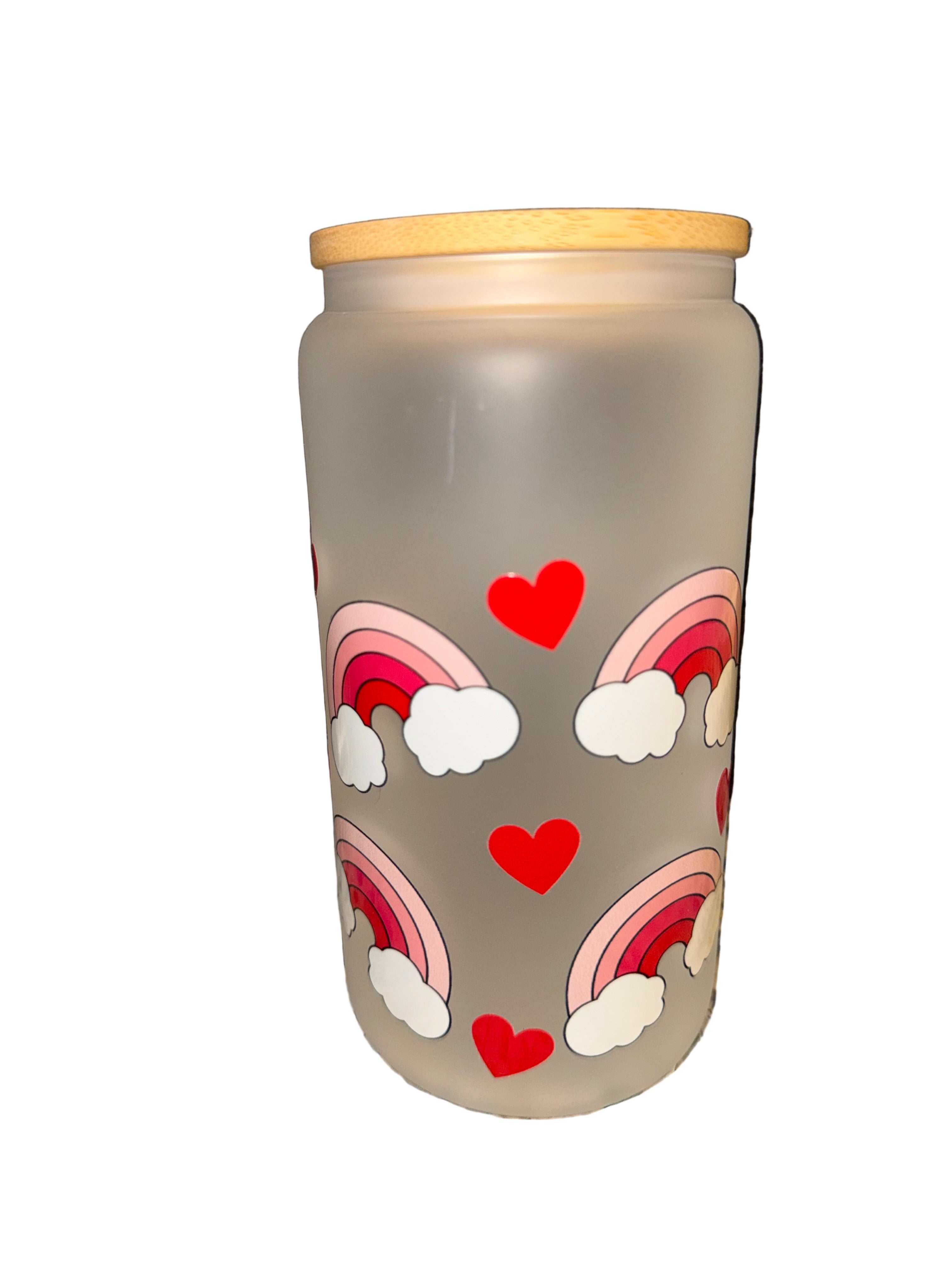 Red & Pink Rainbows 16. oz dishwasher safe