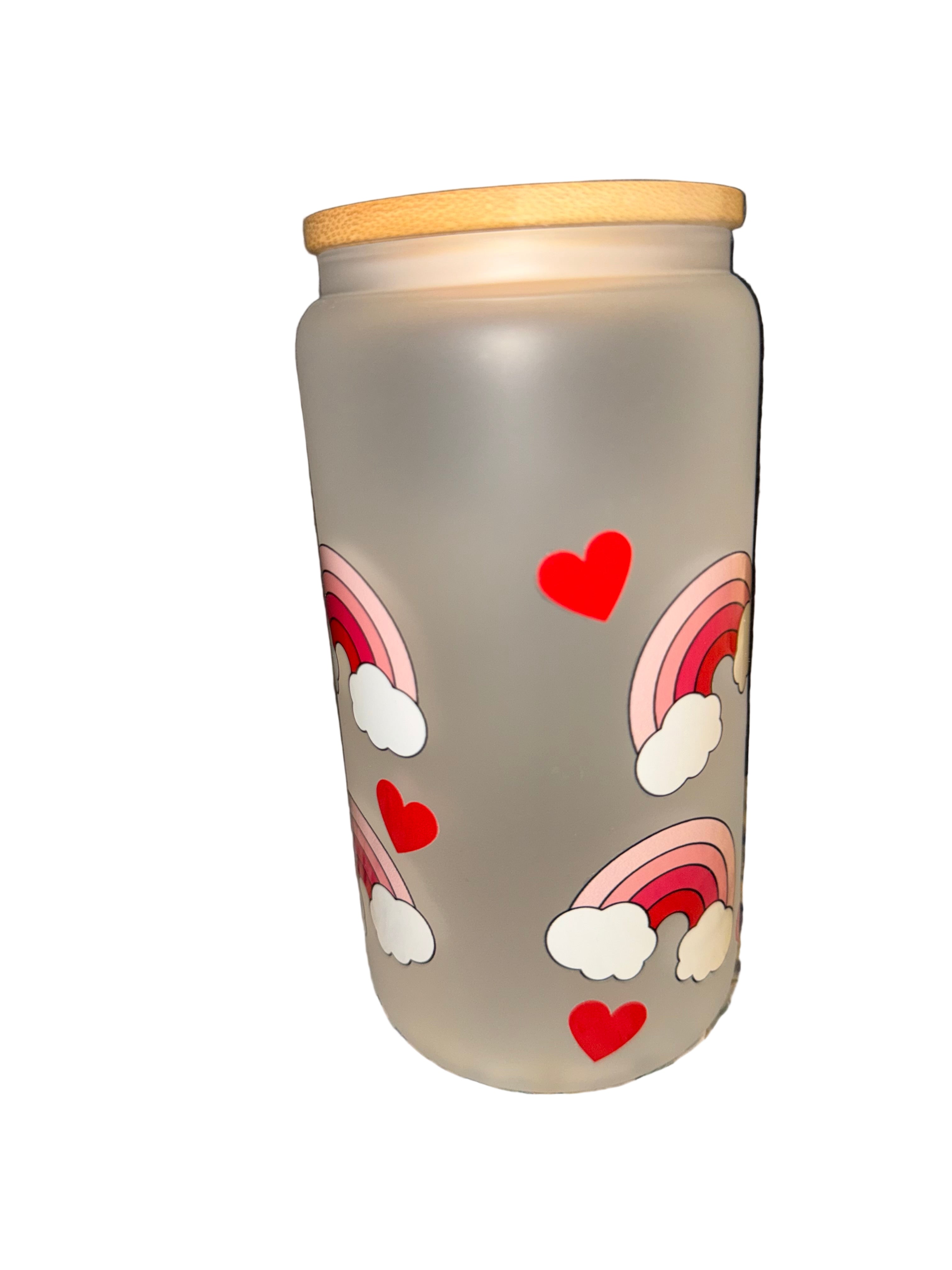 Red & Pink Rainbows 16. oz dishwasher safe