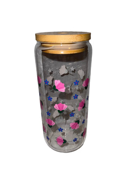 Pink Floral 96 20 oz. Clear hand wash only