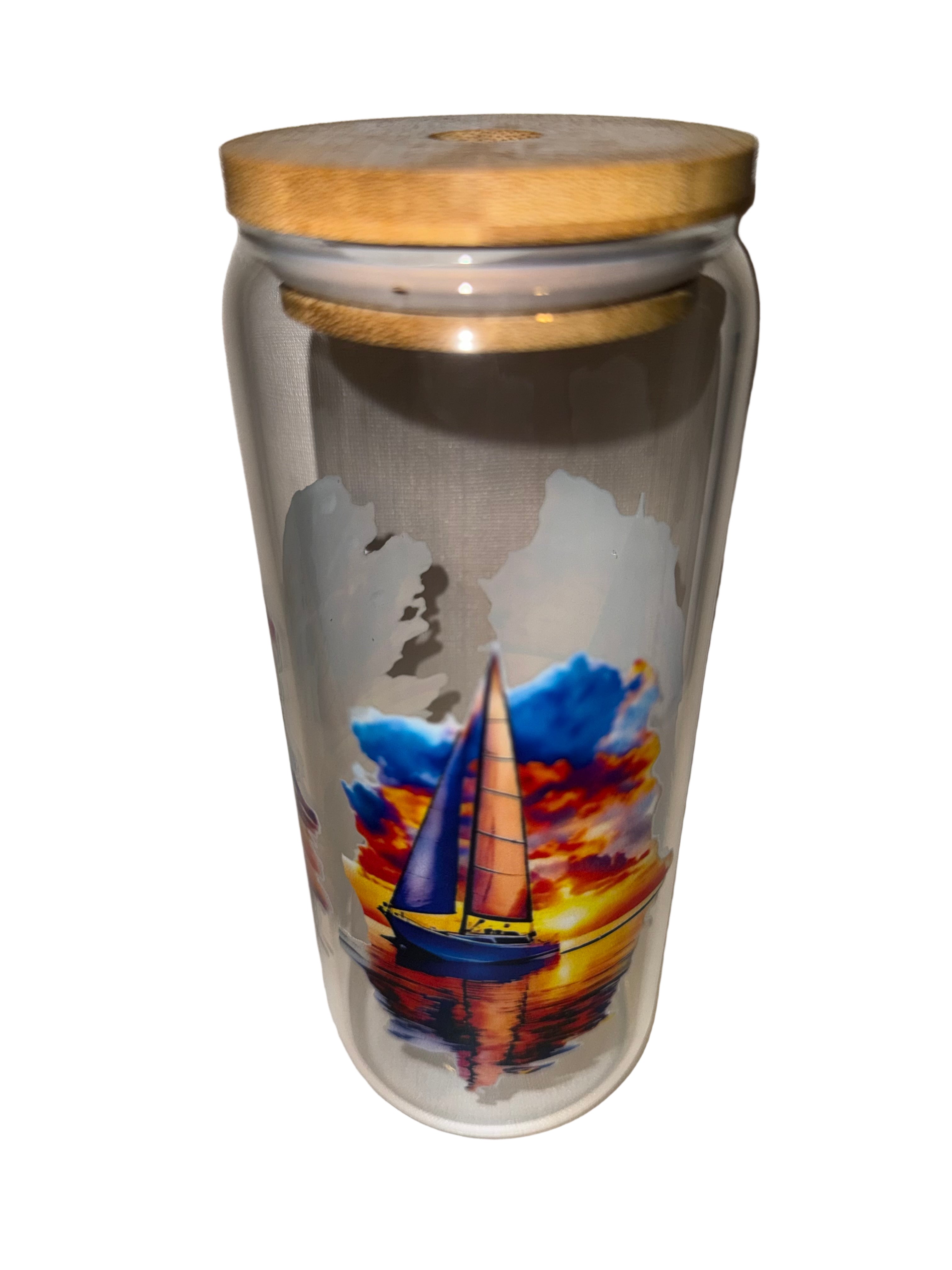 Sail Boat Beauty 20 0z. Clear Dishwasher Safe