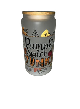 Pumpkin Spice Junkie 16 oz. frosted dishwasher safe - Creative Delights