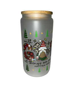 With God Christmas Trees 16 oz. frosted dishwasher safe - Creative Delights