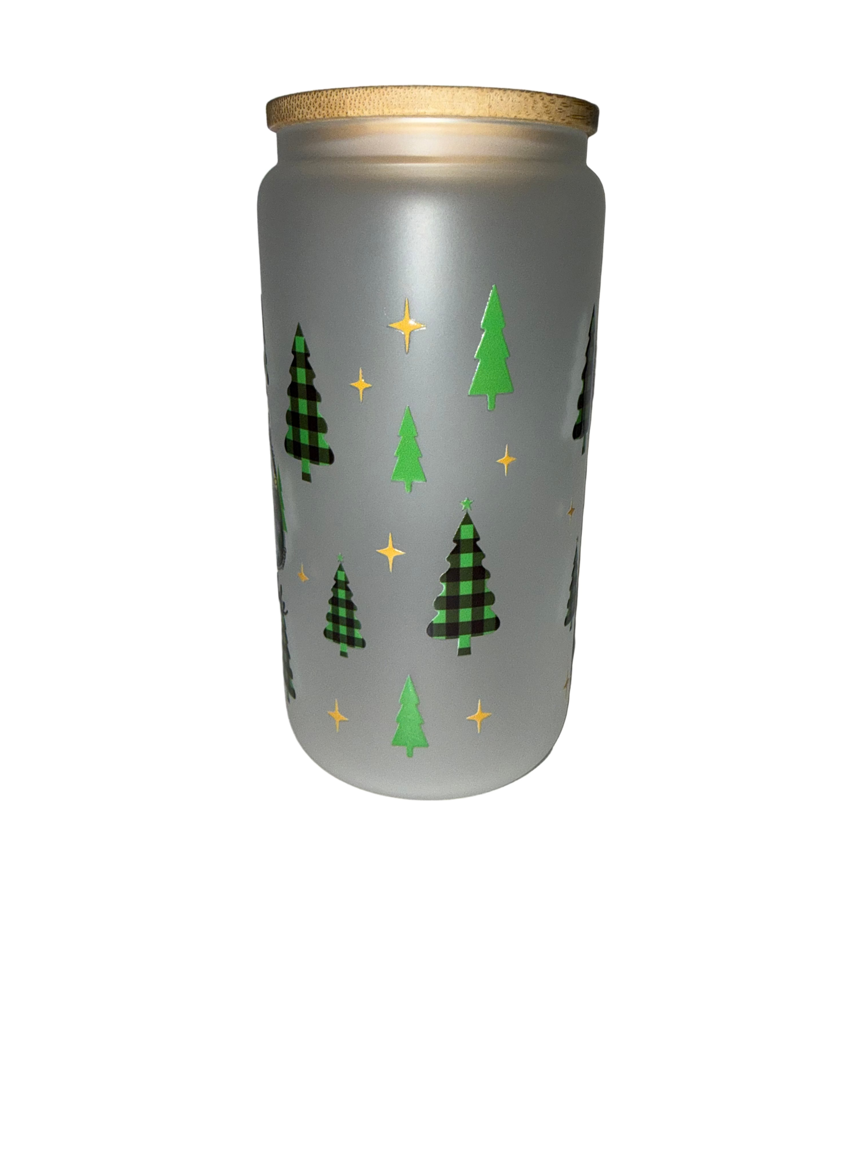 With God Christmas Trees 16 oz. frosted dishwasher safe - Creative Delights