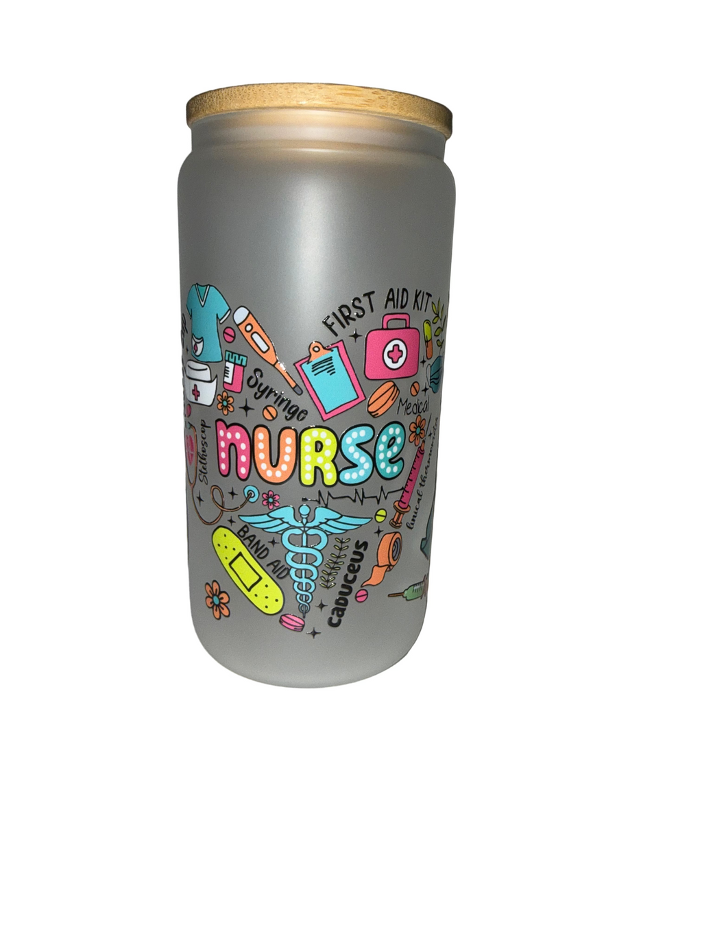 Heart Nurse Fun 16 oz. frosted dishwasher safe - Creative Delights