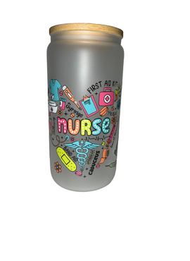 Heart Nurse Fun 16 oz. frosted dishwasher safe - Creative Delights