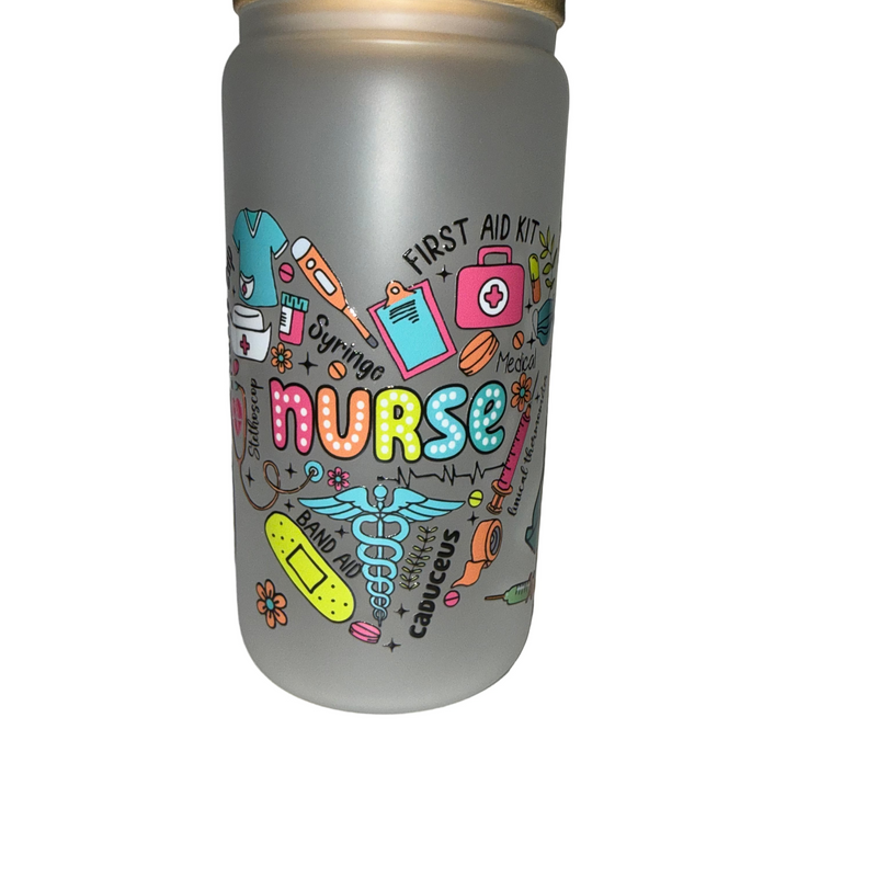 Heart Nurse Fun 16 oz. frosted dishwasher safe - Creative Delights