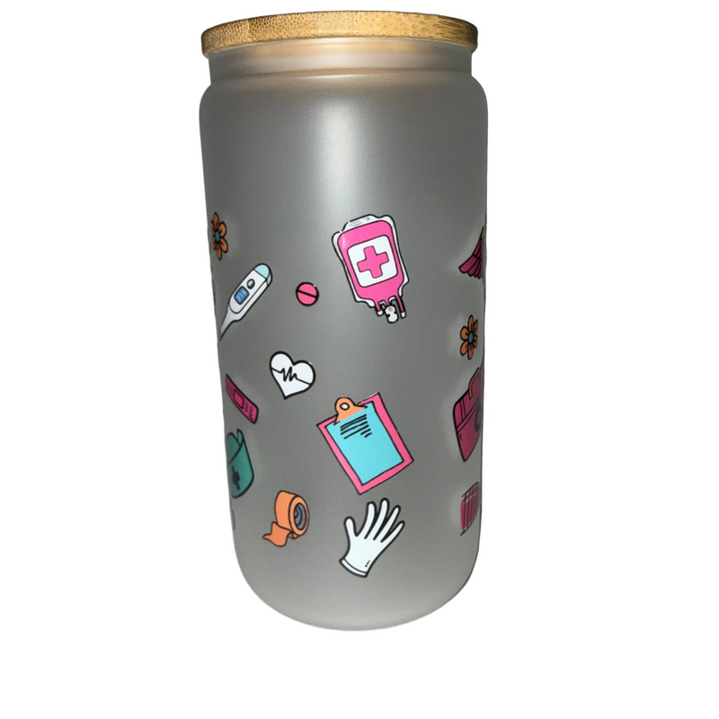 Heart Nurse Fun 16 oz. frosted dishwasher safe - Creative Delights