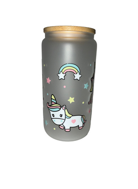 Cute lil unicorn 16 oz. frosted dishwasher safe - Creative Delights