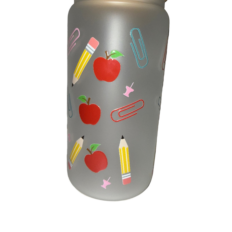 Teacher Fun Rainbow 16 oz. frosted dishwasher safe - Creative Delights