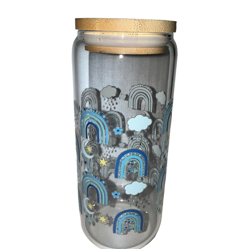 20 oz clear hand wash only blue rainbows - Creative Delights