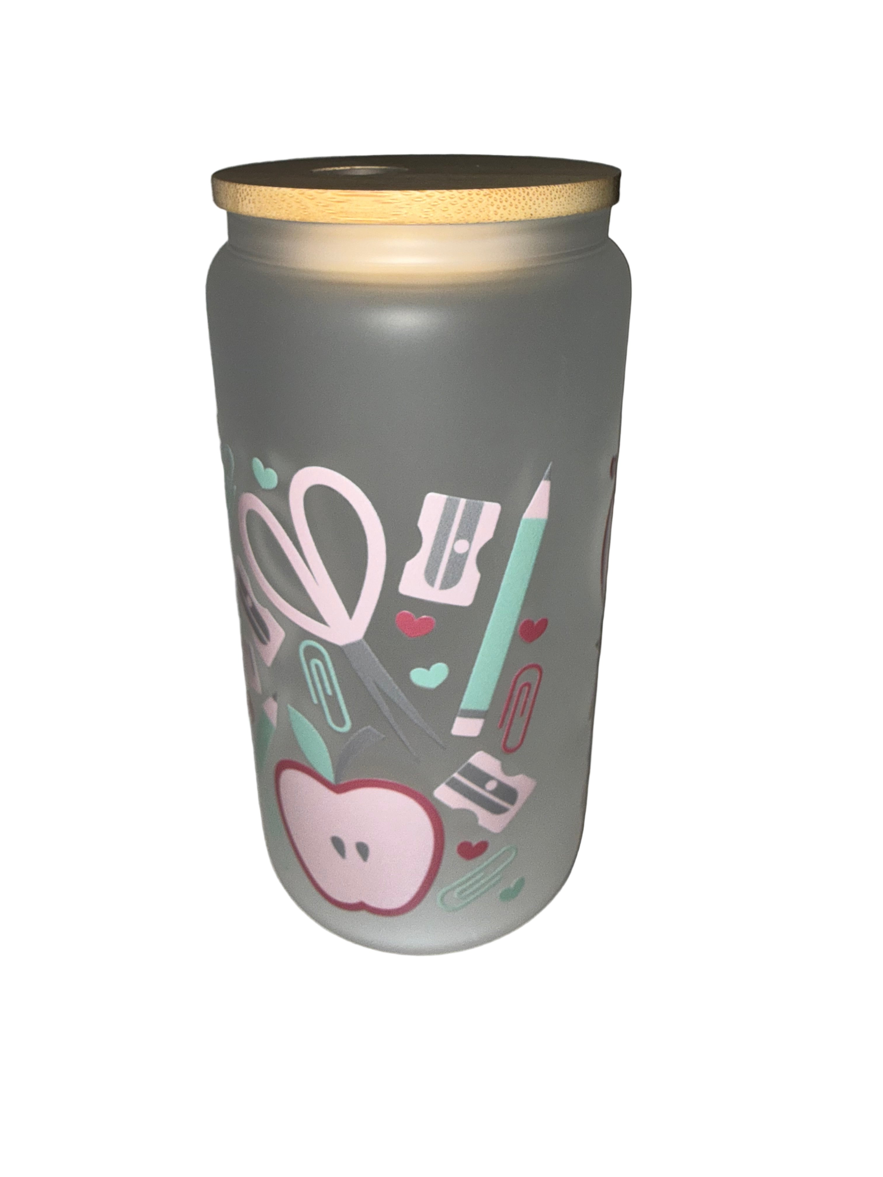 Pretty in Pink Teacher 16 oz. frosted dishwasher safe - Creative Delights