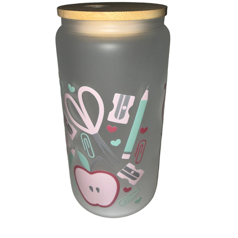 Pretty in Pink Teacher 16 oz. frosted dishwasher safe - Creative Delights