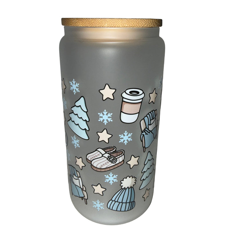 Winter Blues 16 oz. frosted dishwasher safe - Creative Delights
