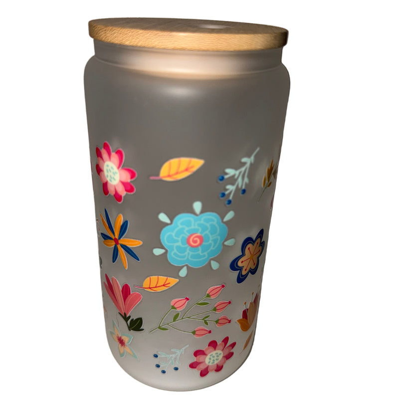 Retro Floral 16 oz.frosted hand wash only - Creative Delights