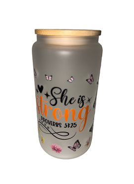 She is strong 16 oz. frosted hand wash only - Creative Delights