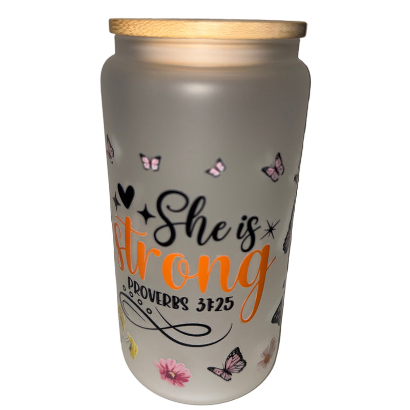 She is strong 16 oz. frosted hand wash only - Creative Delights